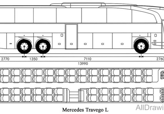 Mercedes-Benz Travego (2005) (Автобус) (Мерcедес-Бенз Травего (2005) (Автобус)) - чертежи (рисунки) автомобиля